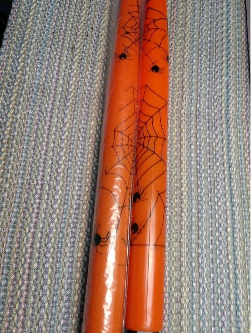 Halloween Flameless Taper Candles Orange Spiderweb LED Flickerin10